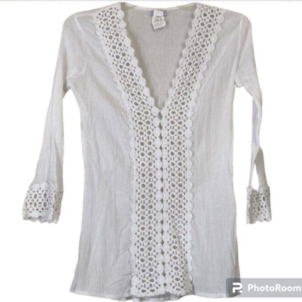 White gauze and crochet top size s